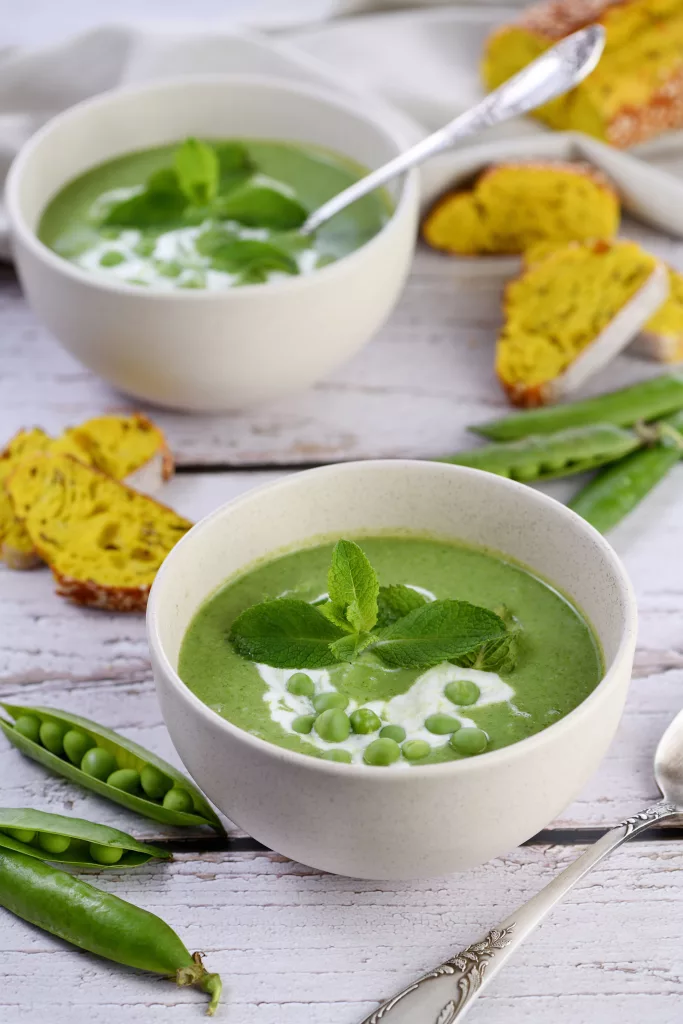 Crema di piselli con menta
